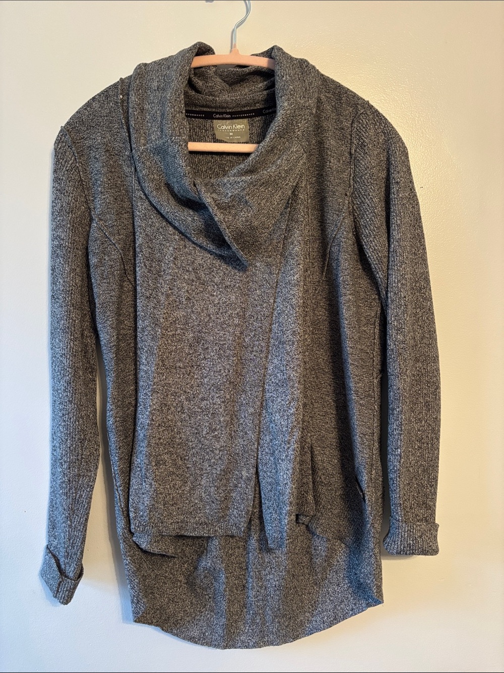 Calvin Klein Heather Gray Cowl Neck Sweater